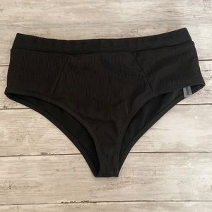 Black Ribbed Bikini Bottoms